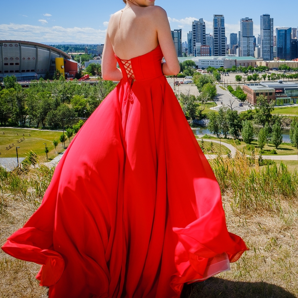Stunning Red Strapless Formal Gown